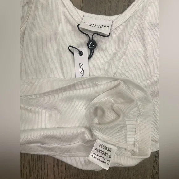 NWT Stillwater Doublescoop White Ribbed Tank Top - Picture 4 of 5
